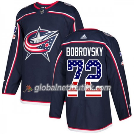 Blue Jackets Hockeydrakt Sergei Bobrovsky 72 2017-2018 USA Flag Fashion Blå Adidas Authentic - Herre